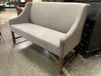 Slope Arm Dark Grey Upholstered Bench