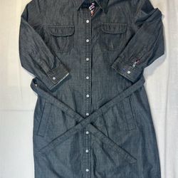 Tommy Hilfiger women's dark denim belted shirt dress