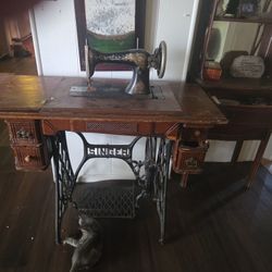 Singer treadle sewing machine cabinet table from the Rock Rest Tourist Home
