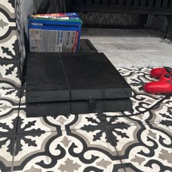 Sony PS4 Console With Red And White Controller