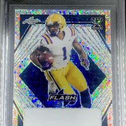 Ja'marr Chase 2021 Leaf Flash Navy Blue Sparkle Rookie Jersey Number Match #1/1