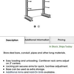 Cantilever Rack - Single Sided, 80 x 40 x 96"