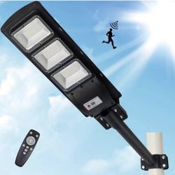 2 Pack 300Watts Solar Street Lights 6000 Lumens,  Motion Sensor, Dusk to Dawn Security Led Solar Street Light for Square,Yard, Garden,Basketball Court