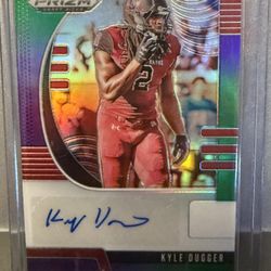 Kyle Dugger Auto RC Rookie 2020 Prizm Draft Picks Rookies Purple & Green /199 