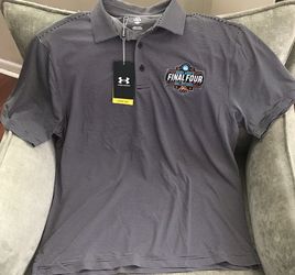 2025 Men’s Final Four Under Armour Striped Polo Shirt, NWT