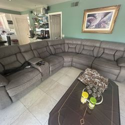 Gray Electrical Sectional Sofa - OBO