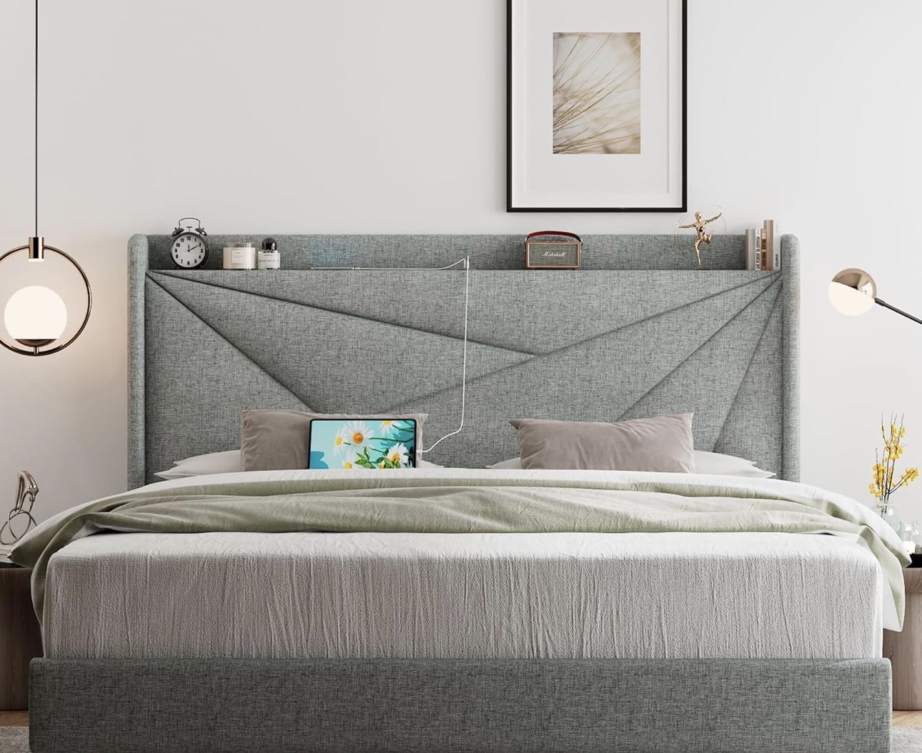 NEW Queen Bed Frame With Charging Port