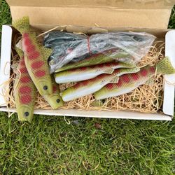 VTG Primal Lite Mess-O-Trout Light Set with 10 Trout In Box 1987 Tested Work