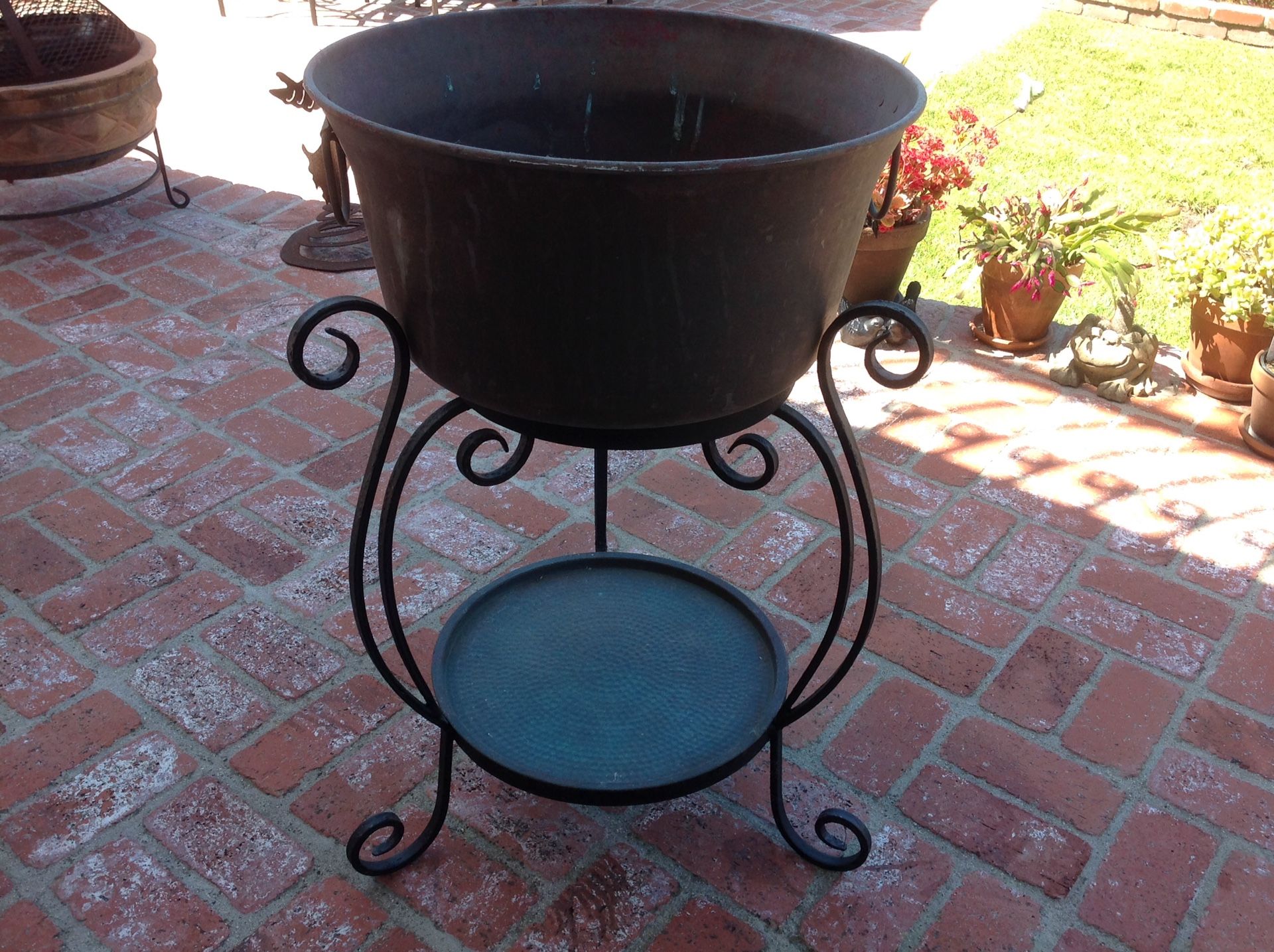 COPPER BEVERAGE TUB with IRON STAND By FRONTGATE