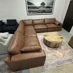 Brown Leather Sectional Couch Set ⭐$39 Down Payment with Financing ⭐ 90 Days same as cash