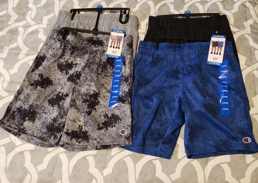 (4) Pair of New Champion Shorts Size L 14/16
