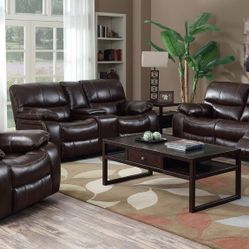 Florence Dark Brown 3Pcs Recliner Set