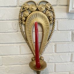 80’s Gold MCM Egyptian Inspired Faux Rattan Candle Holder, Mid Century Wall Sconce , Candle Votive