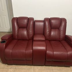 Recliner Leather Couch With Cup Holder