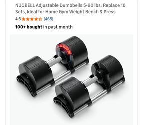 NUOBELL Adjustable Dumbbells 5-80 lbs: Replace 16 Sets, Ideal for Home Gym Weight Bench & Press
