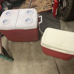 2 Red And White Coolers