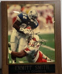 Emmitt Smith Autographed Dallas Cowboys Photo Plaque with COA