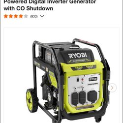 Ryobi 4000-Watt Recoil Start Gasoline Powered Digital Inverter Generator with CO Shutdown