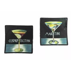 Cosmopolitan & Martini Cocktail Glass Plates Set of 2