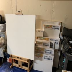Full Home Art Studio With Paint, Mediums, Canvases And Easel 