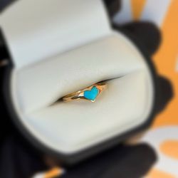 Jewelry 14k solid yellow gold Tiffany color heart ring size 5.75