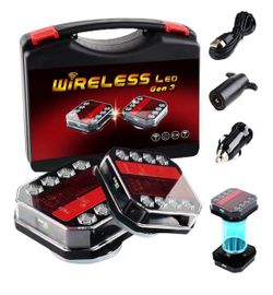 Upgraded Wireless Magnetic Trailer Lights Kit, Rechargeable LED