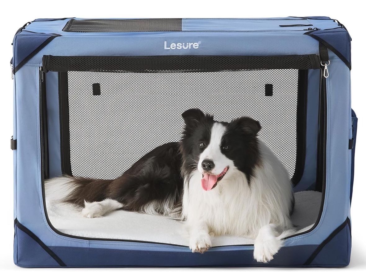 Collapsible Dog Crate Portable Travel Kennel for Large Dog, Door