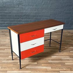 Mid-Century Modern Two-Tone Lacquered & Walnut Writing Desk, c.1960’s - Delivery Available 