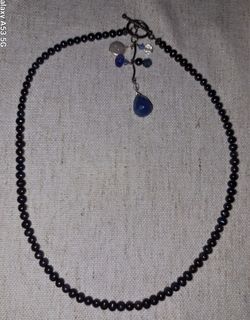 Round Bead Necklace Dangly Stone Clasp