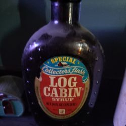 Log cabin vintage flask