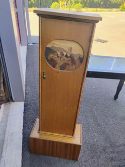 Antique Shelving enclosed cabinet clock stand shelf