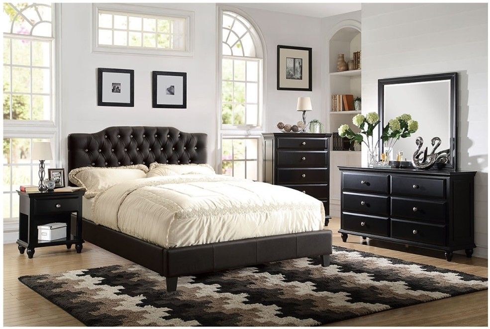 QUEEN BED FRAME MATTRES SOLD SEPARATELY NEW IN BOX ☎️ 17145862564 BLACK FAUX LEATHER