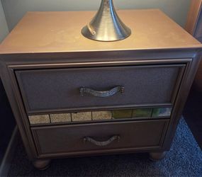 Rose Gold Nightstand With Mirrors
