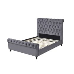 Brand New Gray/Biege/Black Velvet King Or CA King Platform Bedframe