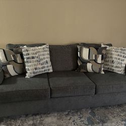 Blue Greyish 3 Seat Sofa + Rug