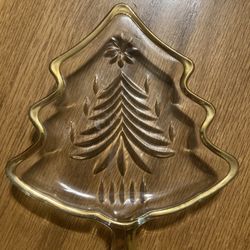 Mikasa Gold Rimmed Christmas Tree Dish