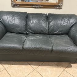 Leather Pullout Sofa Bed Set
