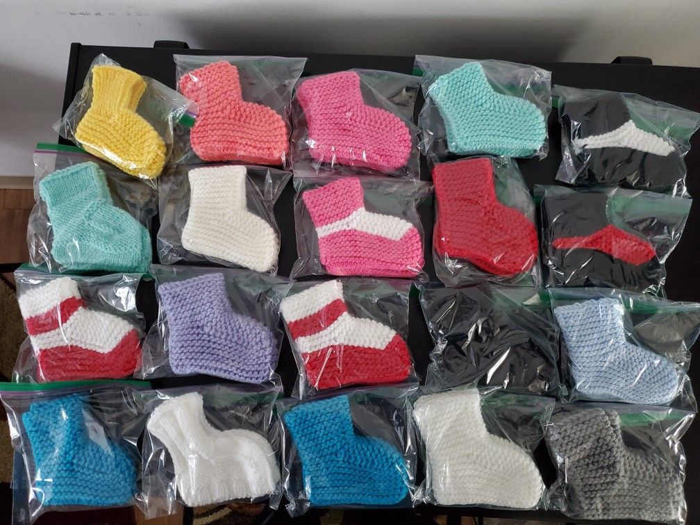 Baby Socks Hand Knitting Girls Or Boys Socks Foot Warmers Size 0 -6month