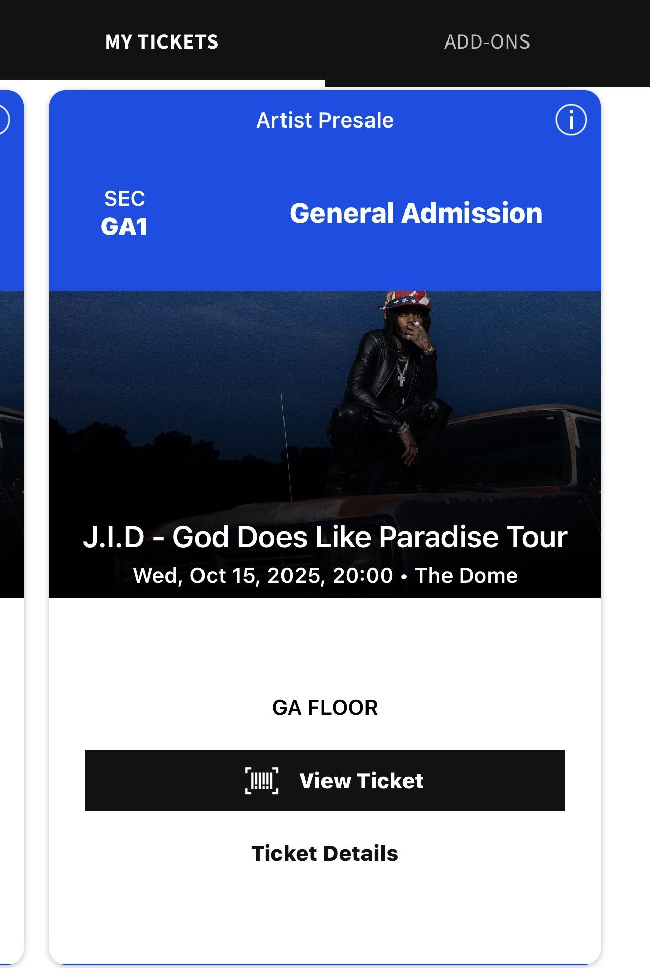 JID Ticket w/ Fast Lane Access