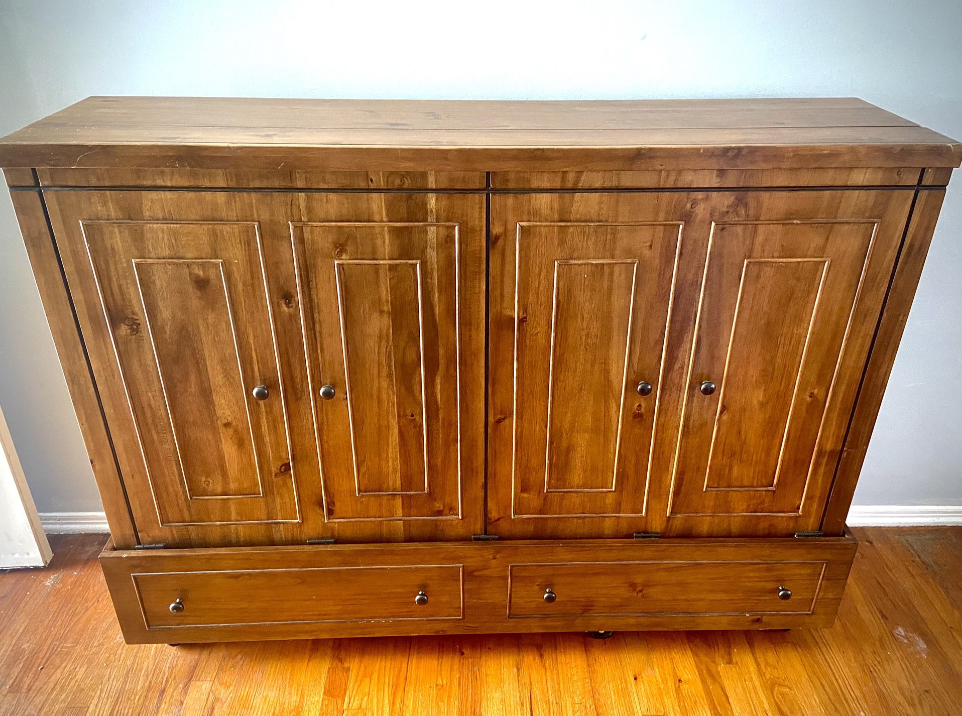 Queen Caribou -Mobile Murphy Bed -Solid Hardwood with Rollers-