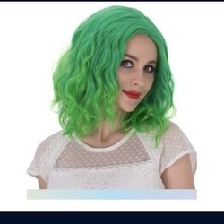 Short Curly Green Wig