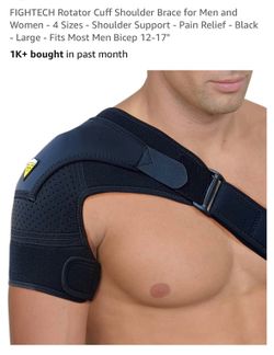 FIGHTECH Rotator Cuff Shoulder Brace for Men and Women - 4 Sizes - Shoulder Support - Pain Relief - Black - Large - Fits Most Men Bicep 12-17"