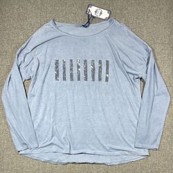 Tempo Paris Women's Size M/ L Sequin Blue Long Sleeve Shirt   