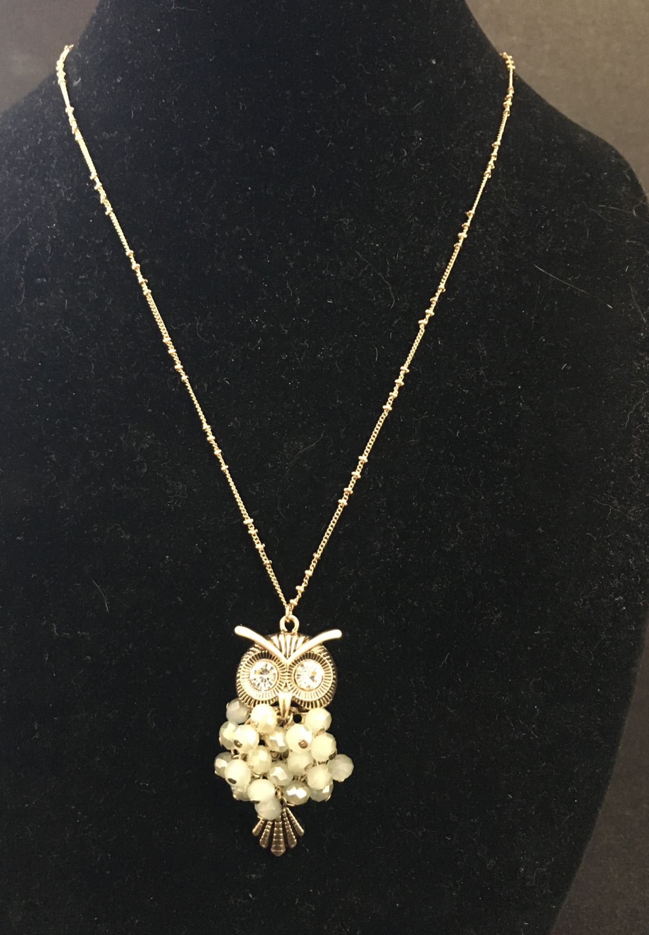 Designer Owl Pendant Necklace on Gold atoned, Xtra Long Chain, Wonderful Quality & Like New Condition, Listing Hundreds Of Gift Ideas-