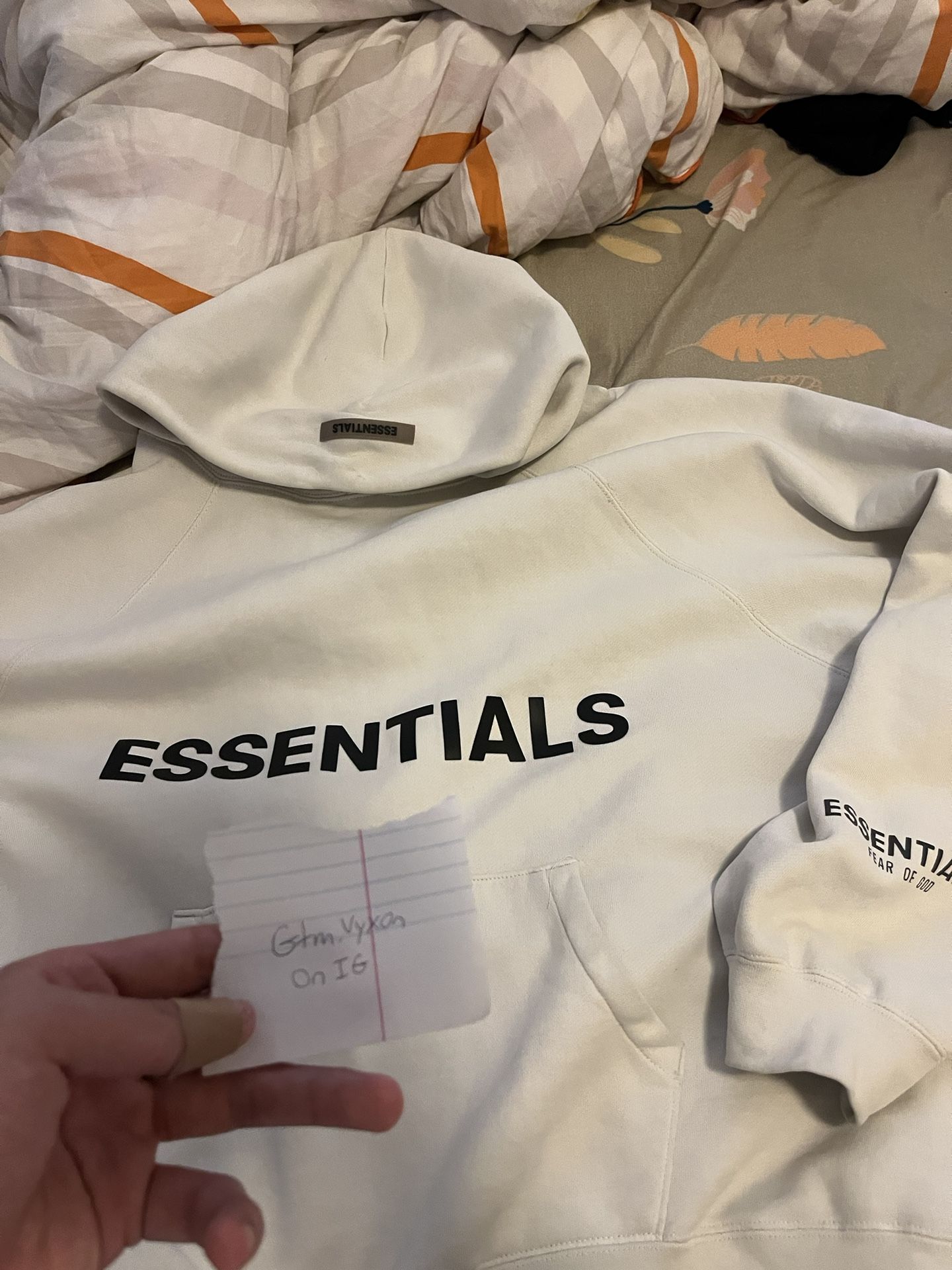 essentials applique hoodie