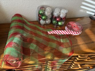 Christmas Ornaments And Ribbon