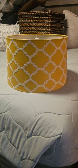 Yellow and white lamp shade