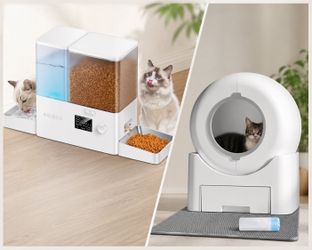 Cat bundle smart litter and food and water dispenser, food storage, and bags for the littler. Everything pristine condition like new.