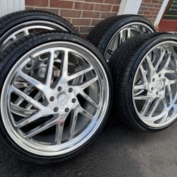 NEW staggered 24x9 and 24x11 polished esko wheels wrapped in Lexani tires.
