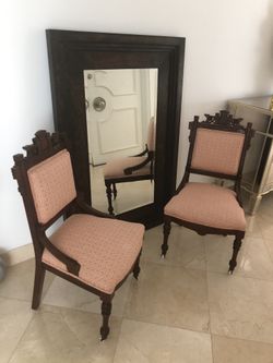 Two antique chairs $50 Each ; Mirror Separate